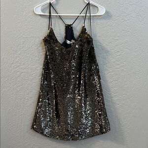 Bishop + Young Black and Gold Sequin Dress